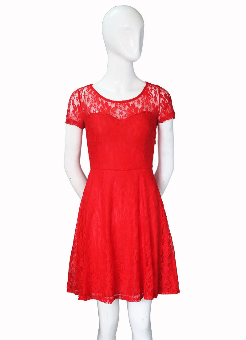 Plus Size Elegant Sweet Hallow Out Lace Sexy Party Princess Dress