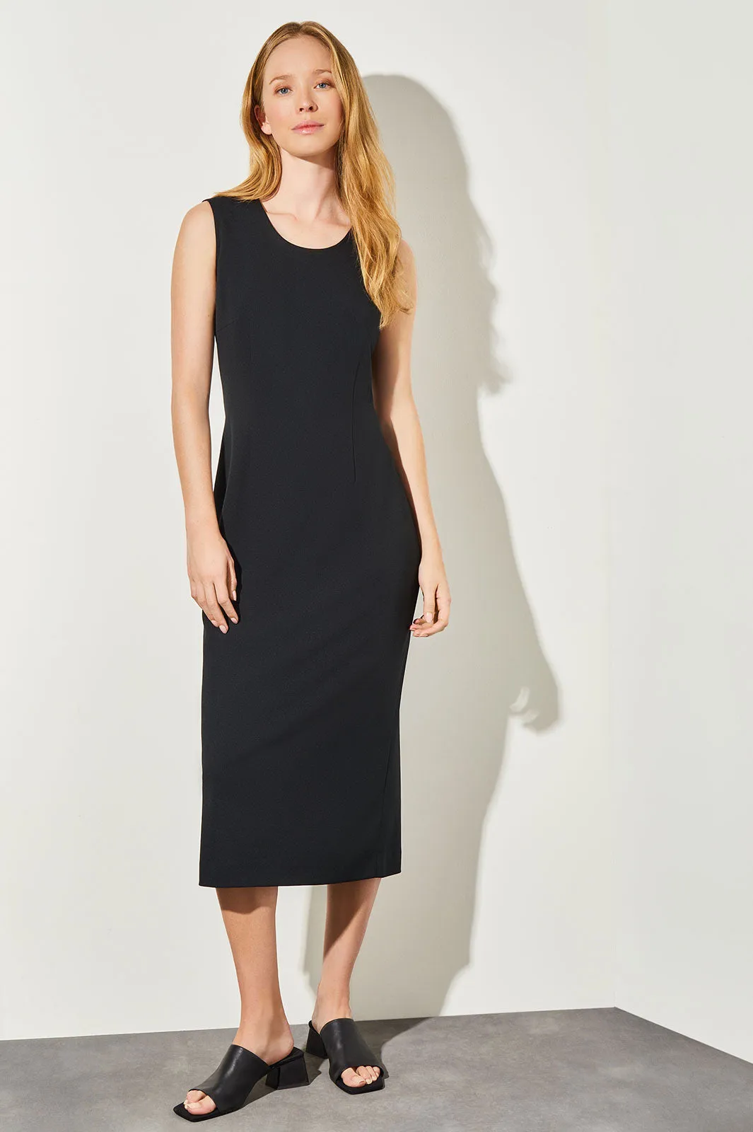 Plus Size Stretch Deco Crepe Sheath Midi Dress