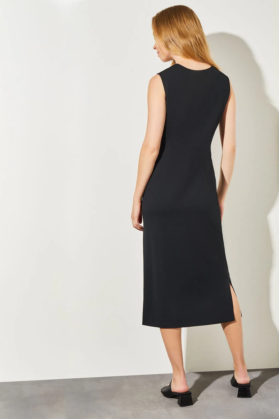 Plus Size Stretch Deco Crepe Sheath Midi Dress