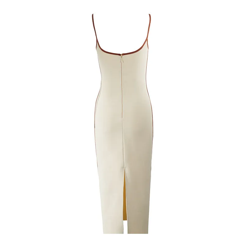 Pre Order:  Color Block Splicing Slim Fit Bandage Dress