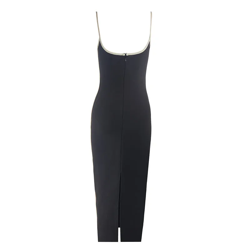 Pre Order:  Color Block Splicing Slim Fit Bandage Dress