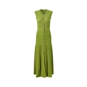 Pre Order:  Single Breasted Sleeveless Knitted Dress