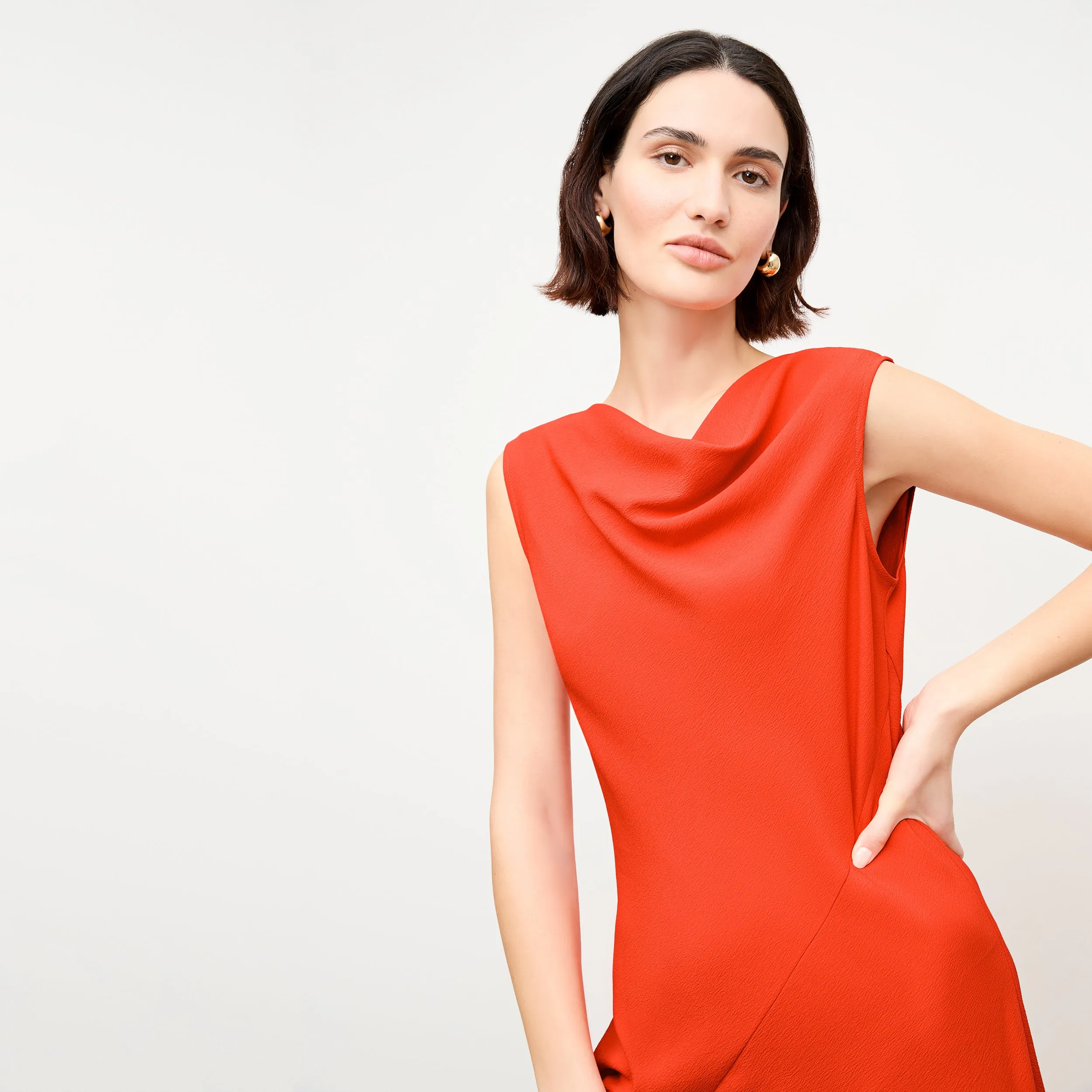 Priya Dress - Eco Heavy Soft Wave :: Bright Coral