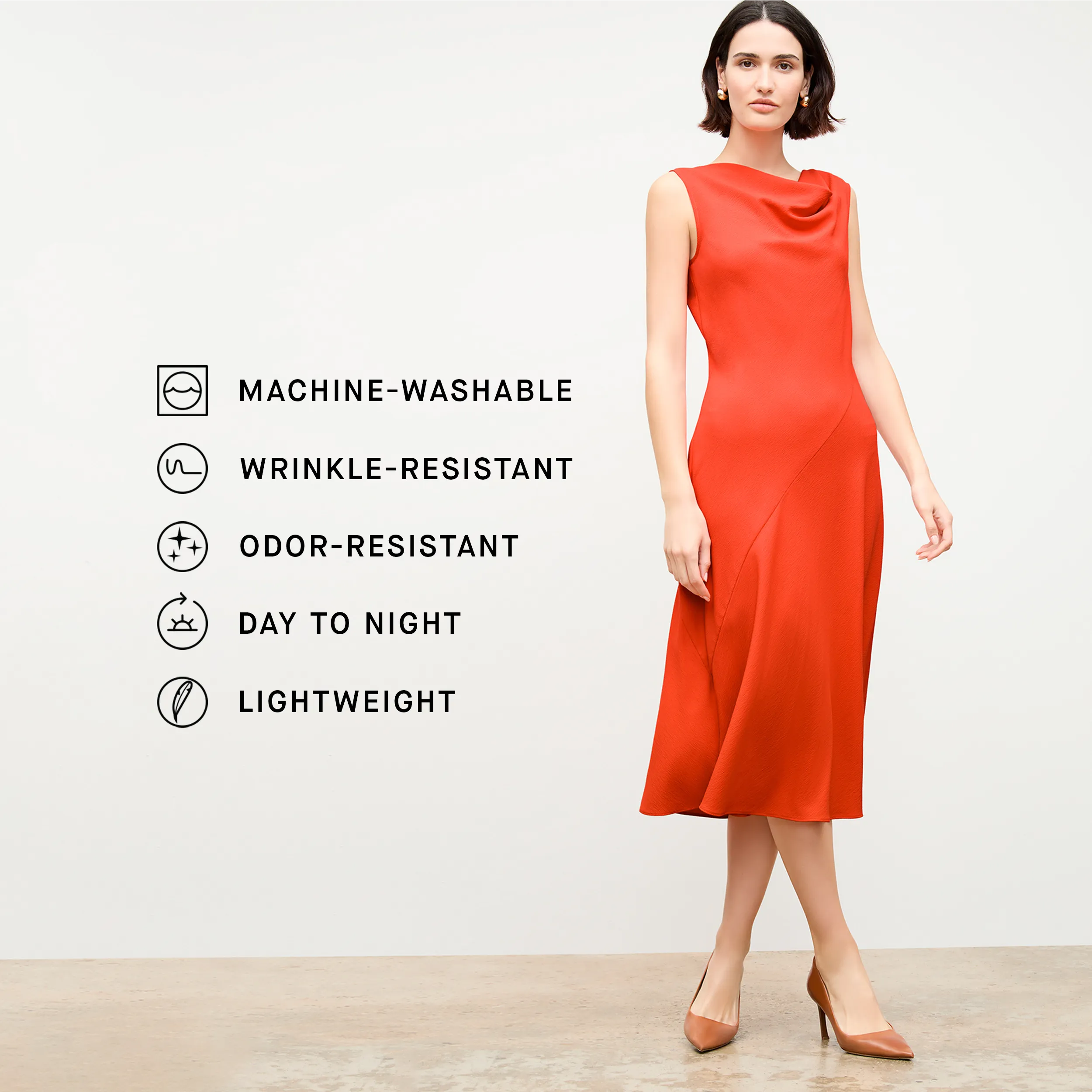 Priya Dress - Eco Heavy Soft Wave :: Bright Coral