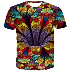 Psychedelic T shirts Men Flower Tshirts Novelty Art Tshirt Anime Colorful Tshirts Casual Abstract T shirts Funny Short Sleeve