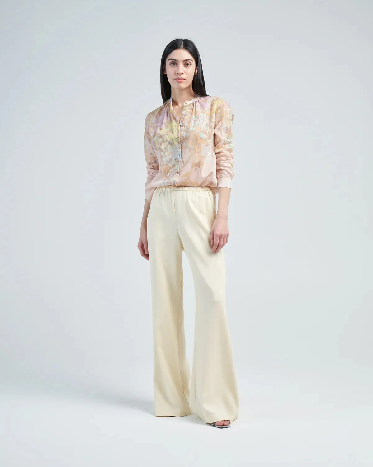"heaven" print cotton silk voile grandfather shirt