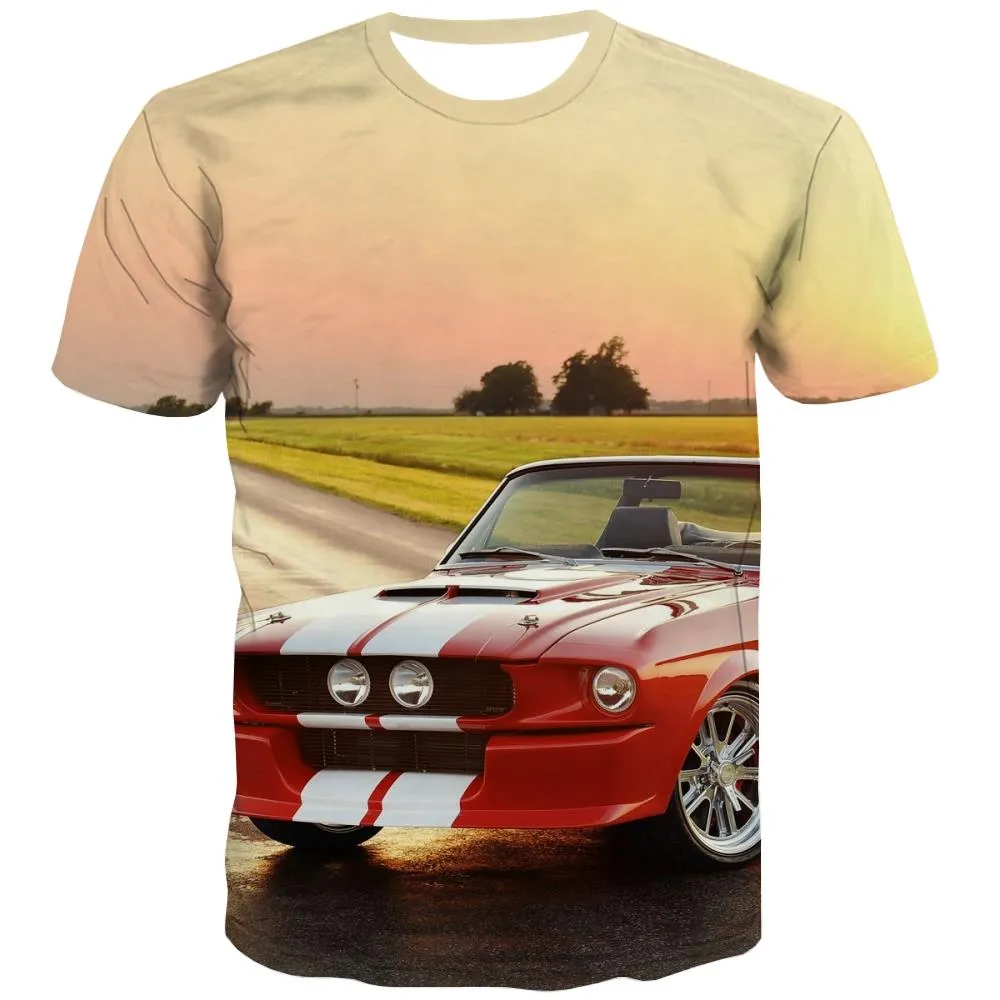 Racing Car T shirts Men Metal T shirts Funny City Tshirt Anime Gray Shirt Print Retro T-shirts Graphic