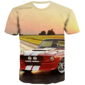 Racing Car T shirts Men Metal T shirts Funny City Tshirt Anime Gray Shirt Print Retro T-shirts Graphic