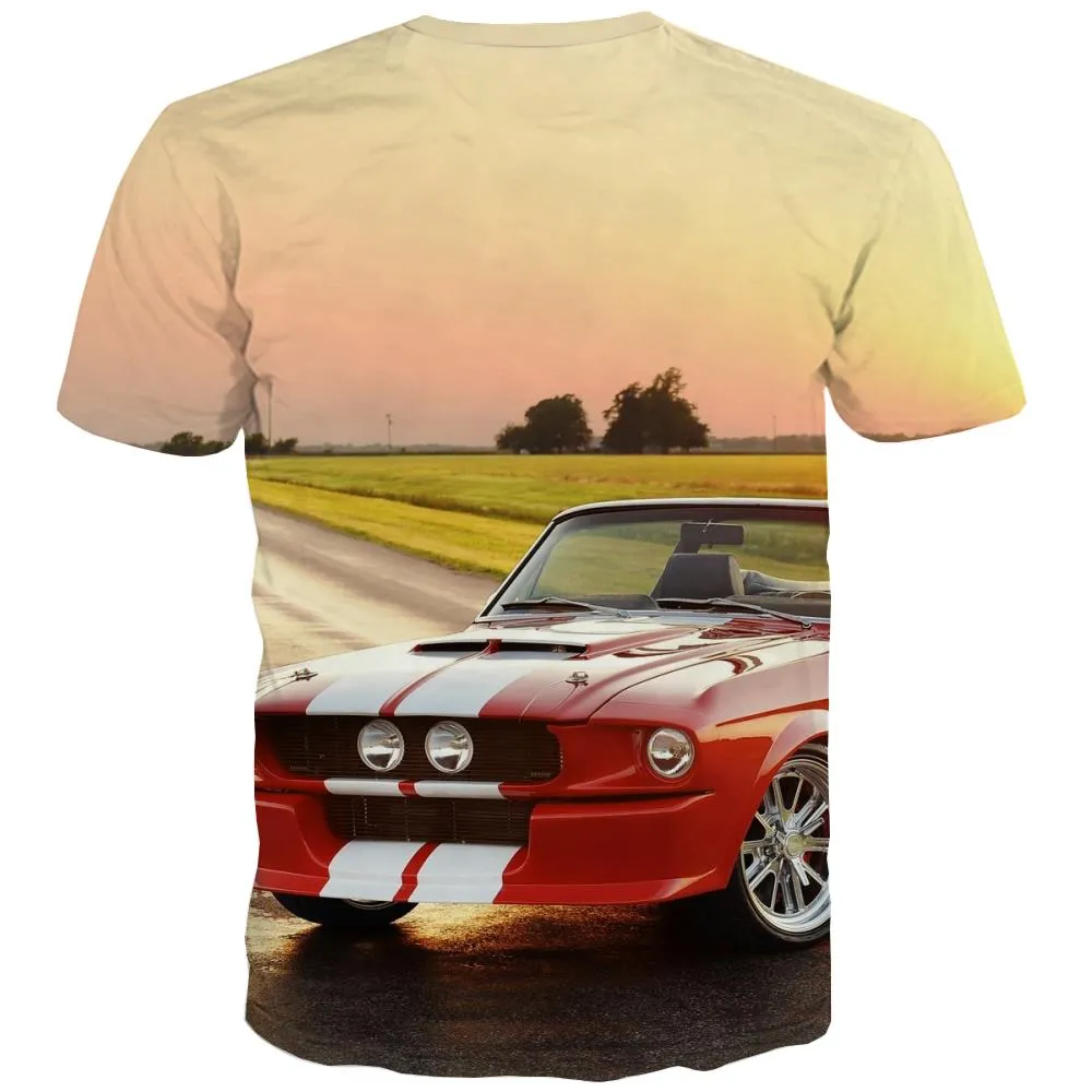 Racing Car T shirts Men Metal T shirts Funny City Tshirt Anime Gray Shirt Print Retro T-shirts Graphic