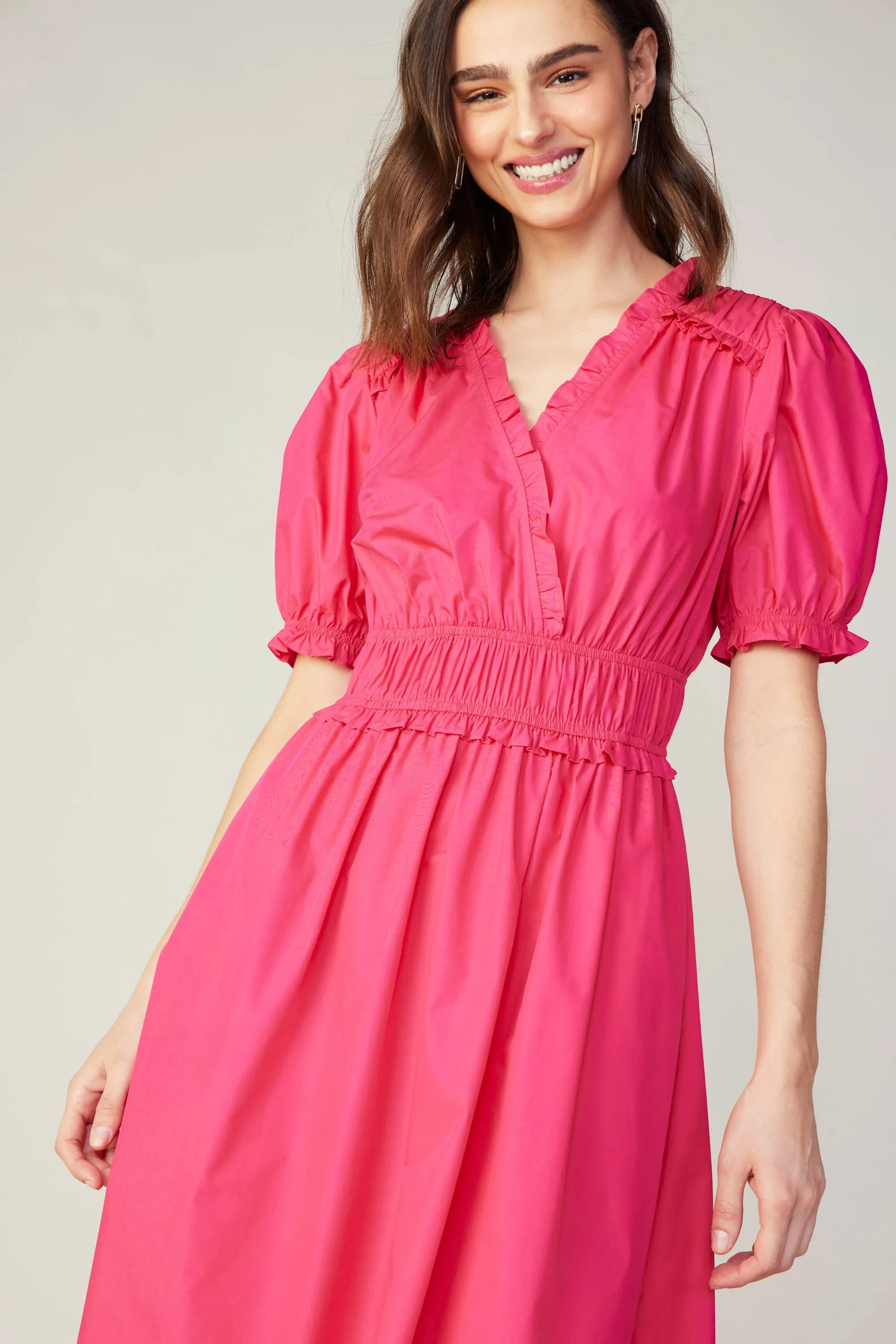 Ruffled Surplice Midi Dress