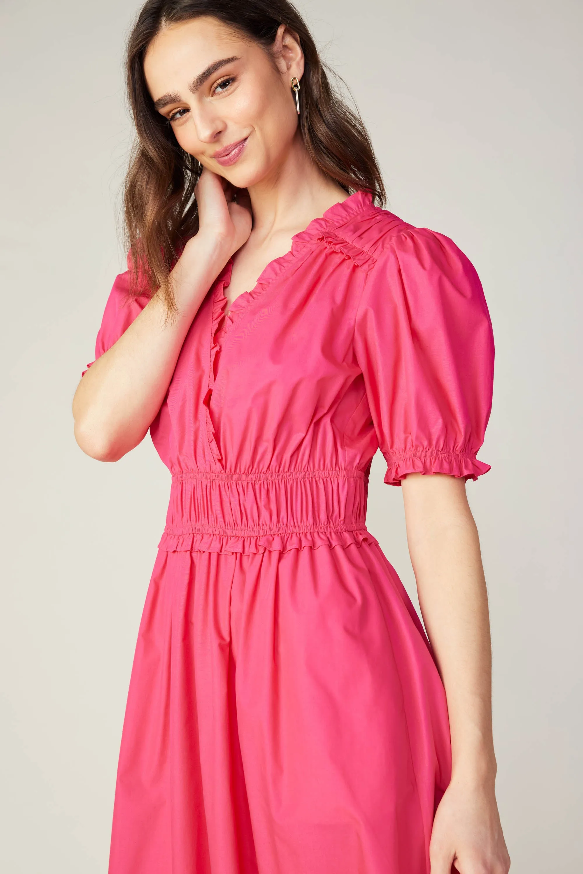 Ruffled Surplice Midi Dress