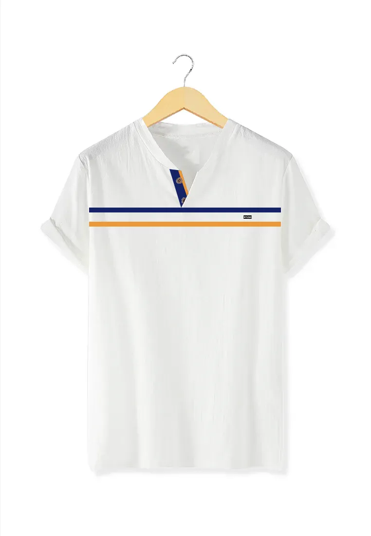Ryusei Kaos Pria Yoshikatsu Button CMB White