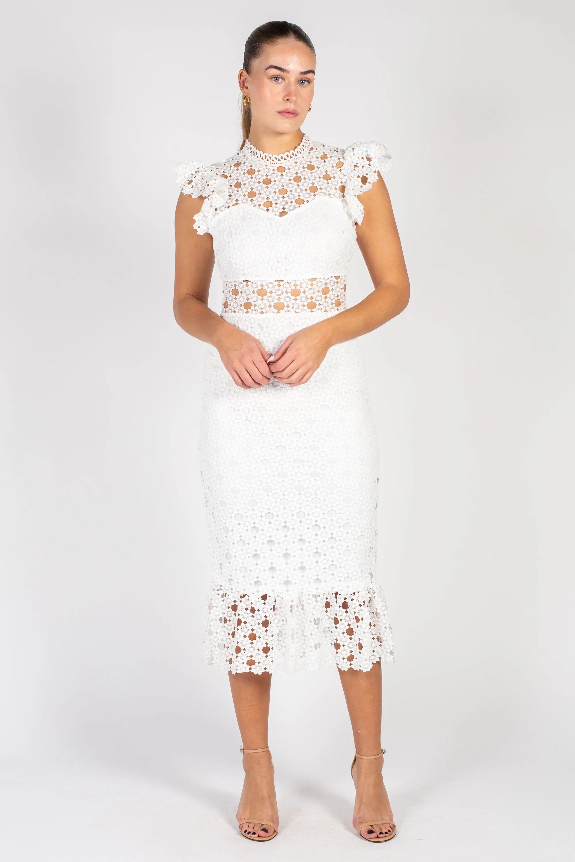 Samantha Lace Trumpet Bottom Midi Dress