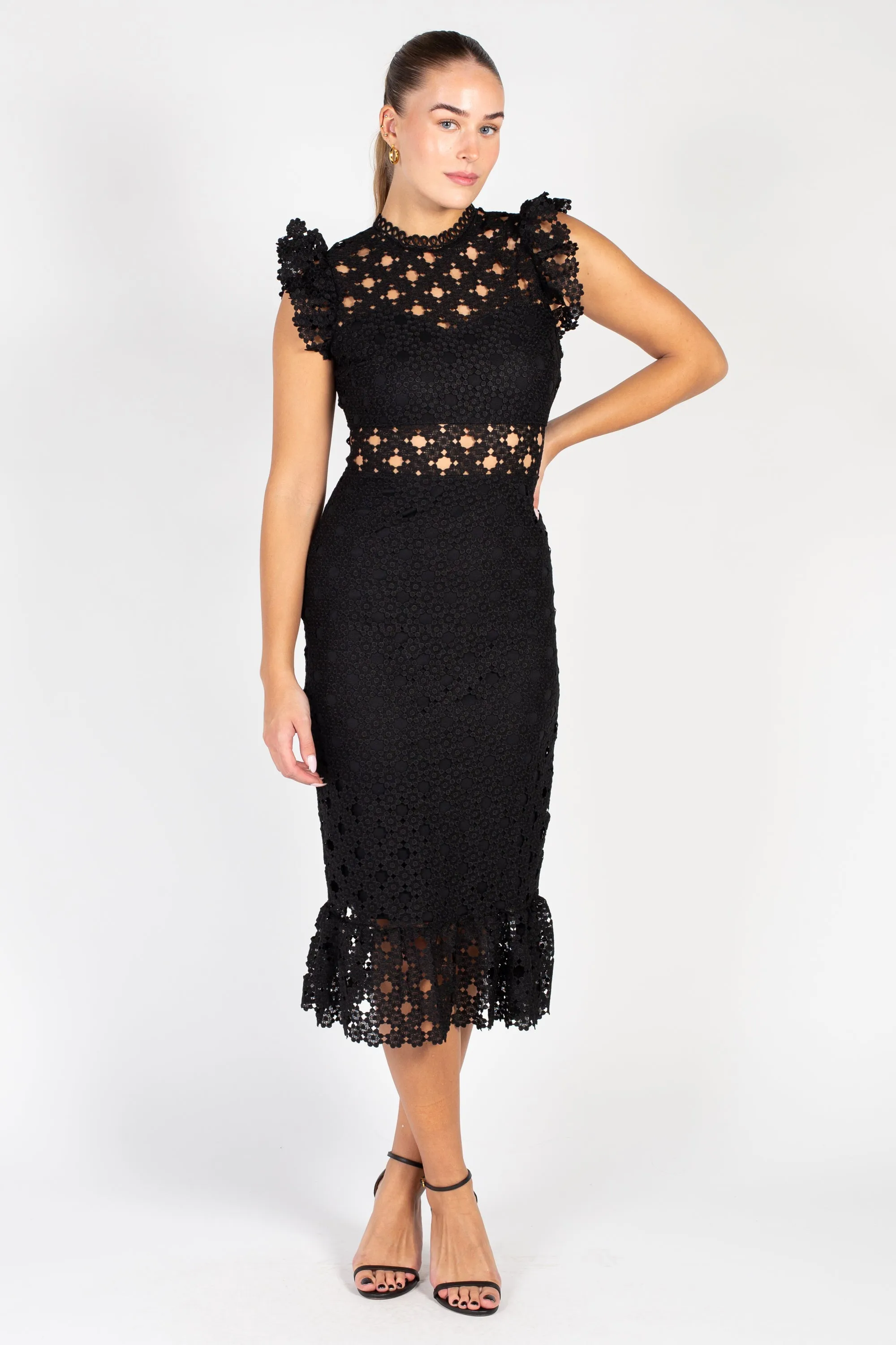 Samantha Lace Trumpet Bottom Midi Dress