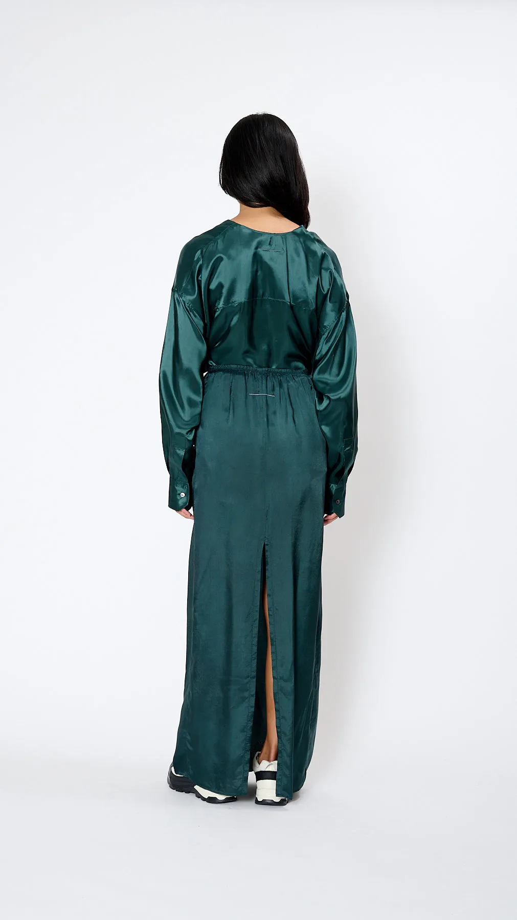 Satin Skirt in Emerald