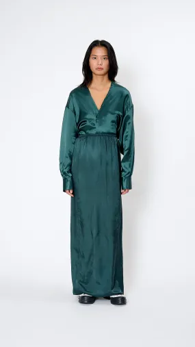 Satin Skirt in Emerald