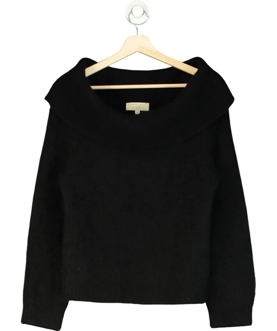 Sezane Black Off The Shoulder Fold Over Jumper UK M