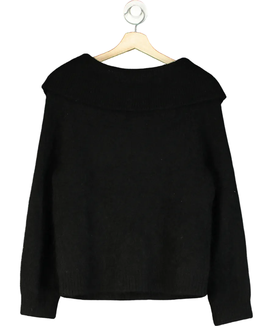Sezane Black Off The Shoulder Fold Over Jumper UK M