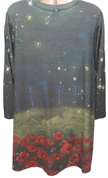 Shirt Pullover Green Black/White Cat Women's-T208hc