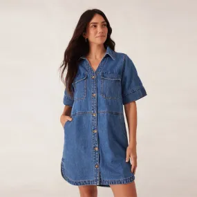 Side Pocket Boxy Dress - Fresh Indigo