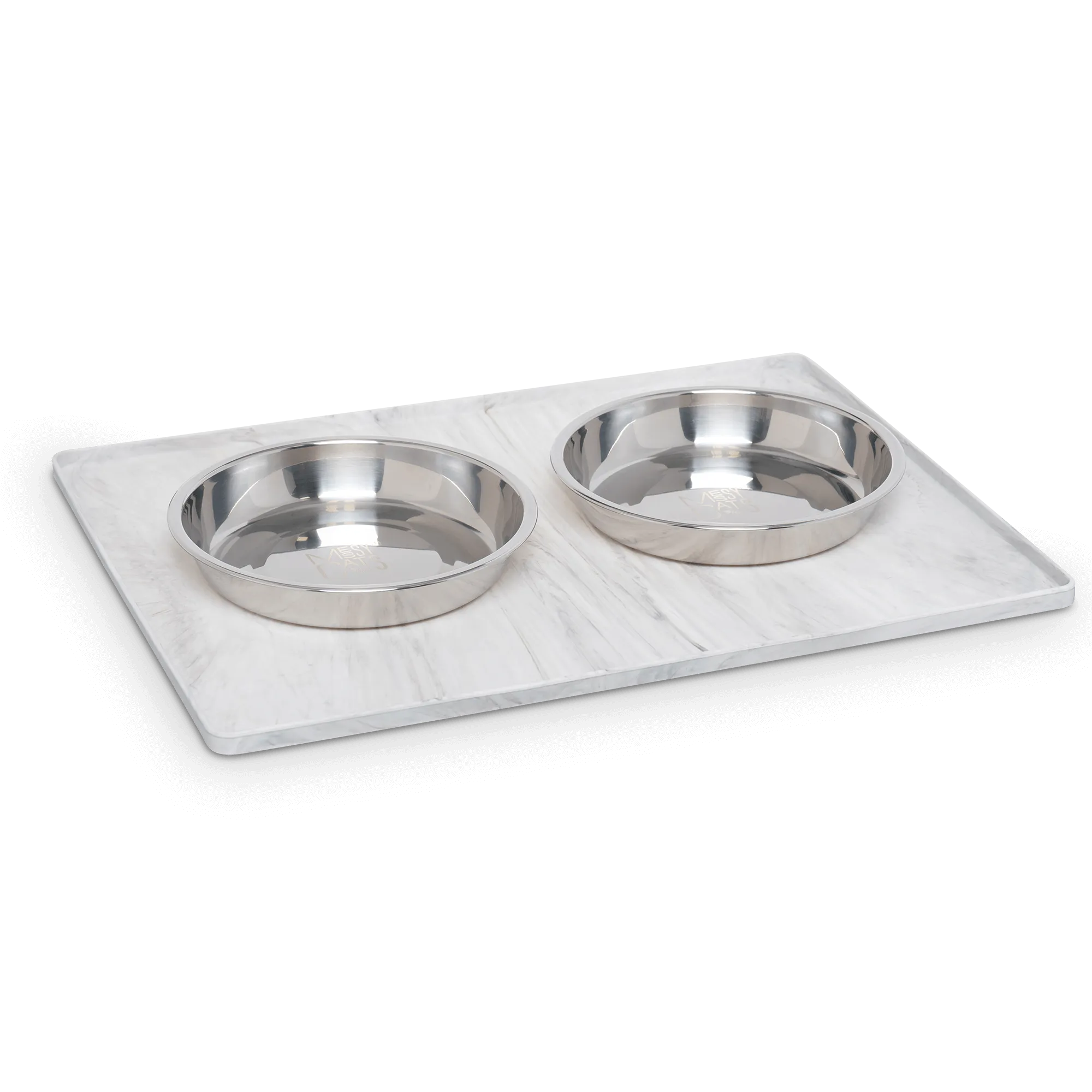 Silicone Non-Slip Dog or Cat Bowl Mat with Raised Edge, 15.75" x 12", Marble Design