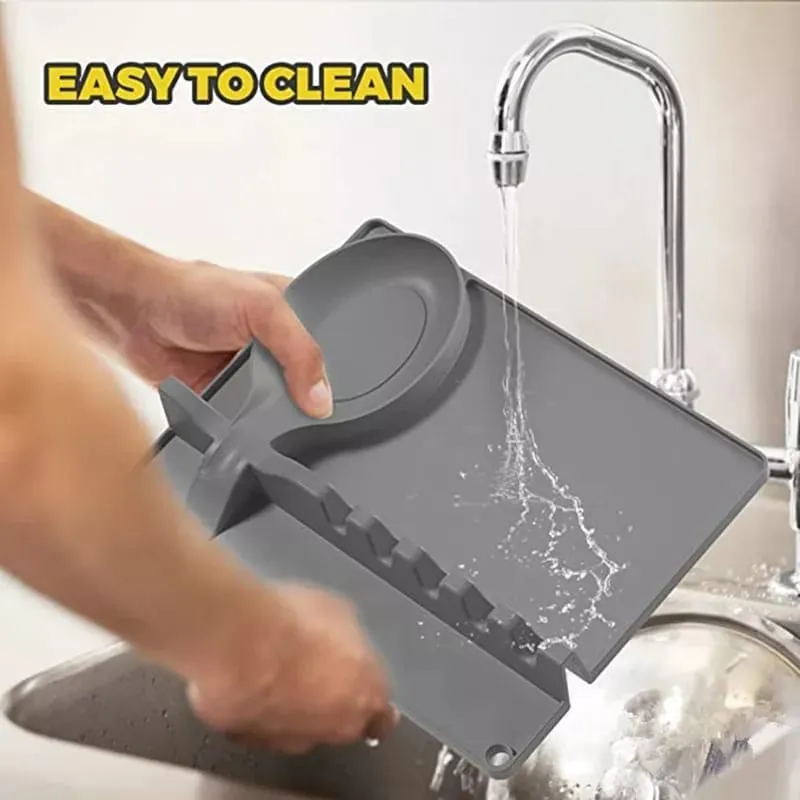 Silicone Utensil Rest With Drip Pad