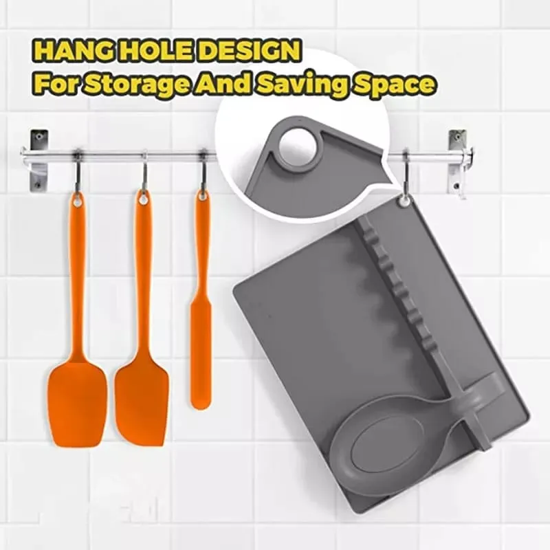Silicone Utensil Rest With Drip Pad