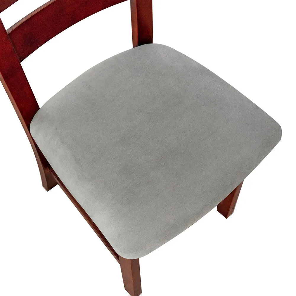 Silver Fleece Solid Color Stretch Chair Seat Cover