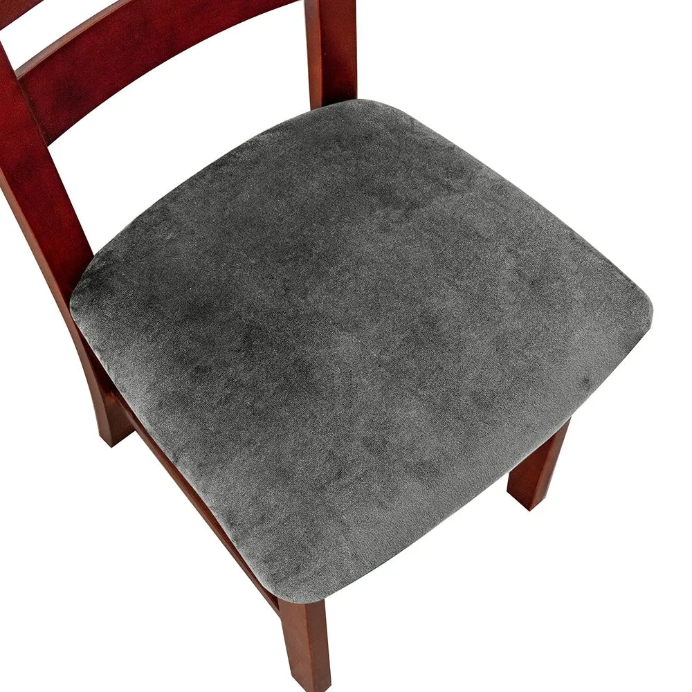 Silver Fleece Solid Color Stretch Chair Seat Cover
