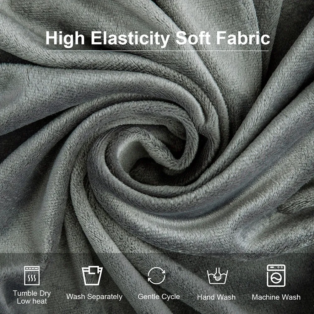 Silver Fleece Solid Color Stretch Chair Seat Cover