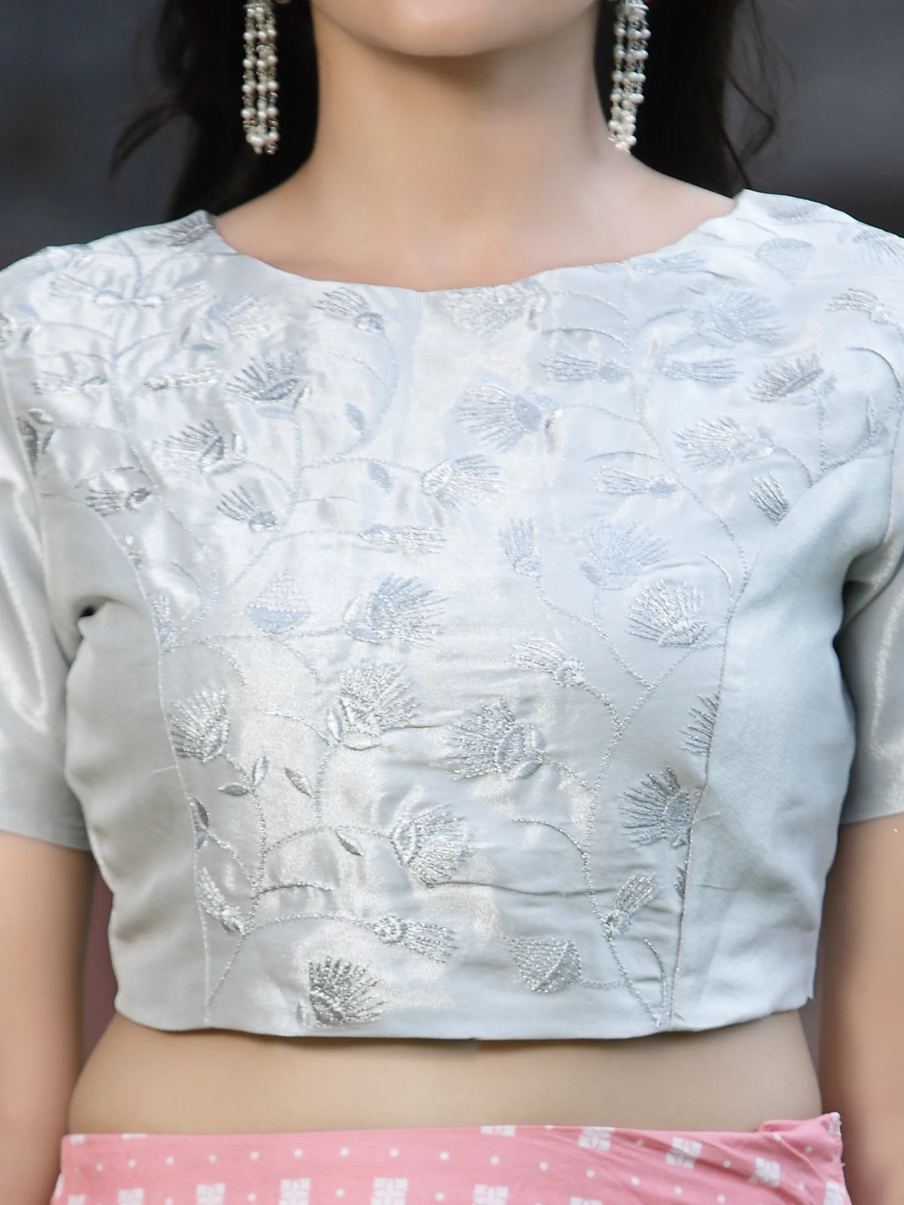Silver Shimer Embroidered Blouse