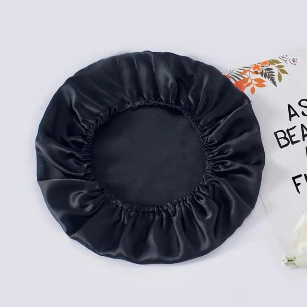 Single Layer Silk Bonnet - Black