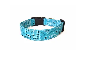 Sky Blue Paisley Bandana Print Dog Collar