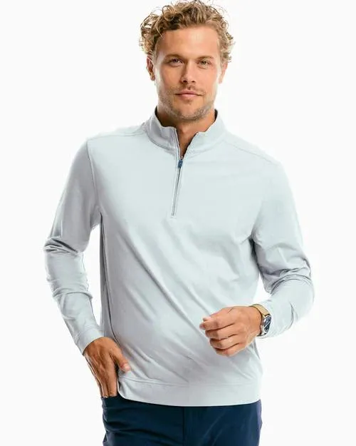 Southern Tide Backbarrier Heather Performance Quarter Zip Pullover - Heather Seagull Grey
