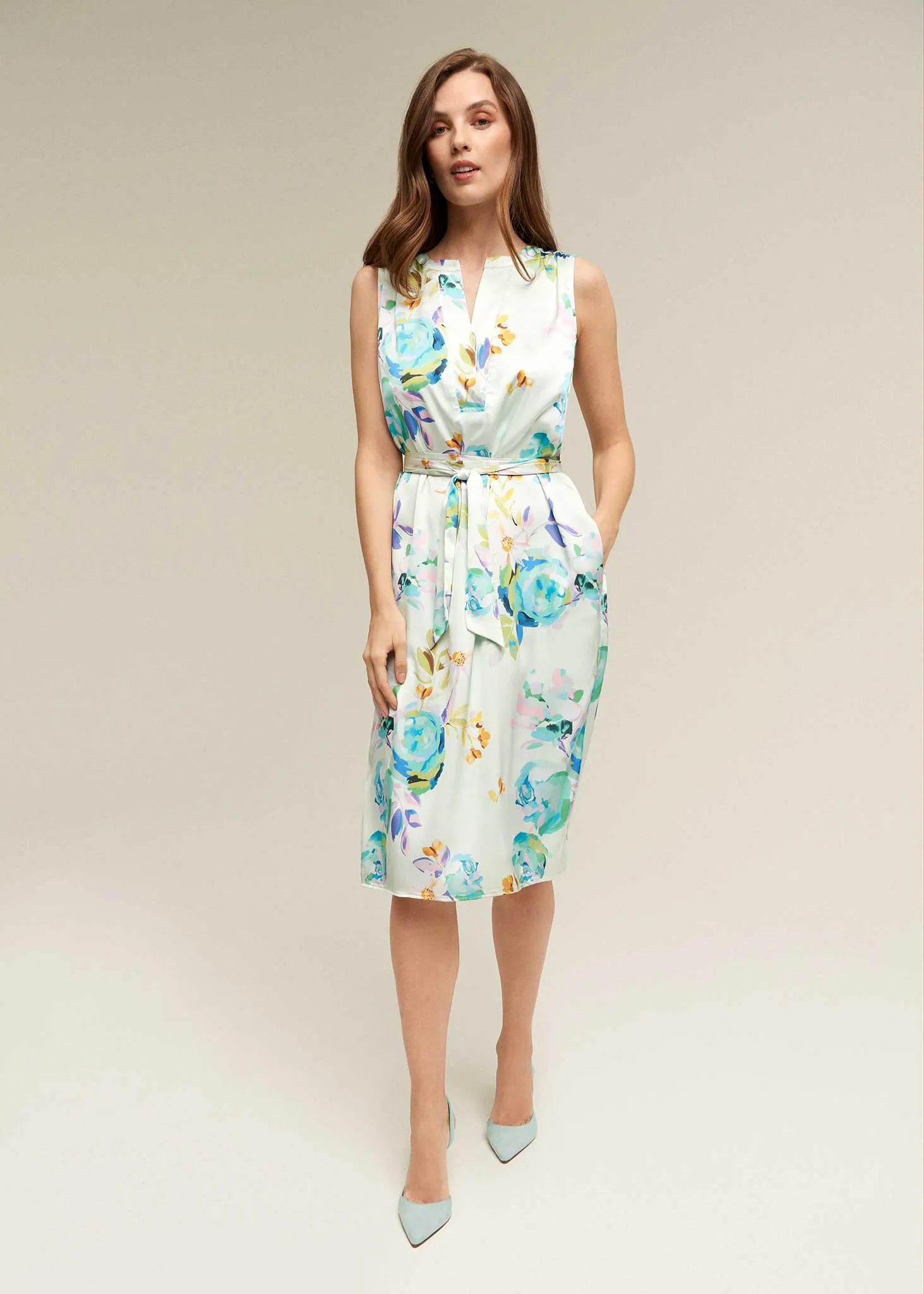 Split Neck Satin Dress