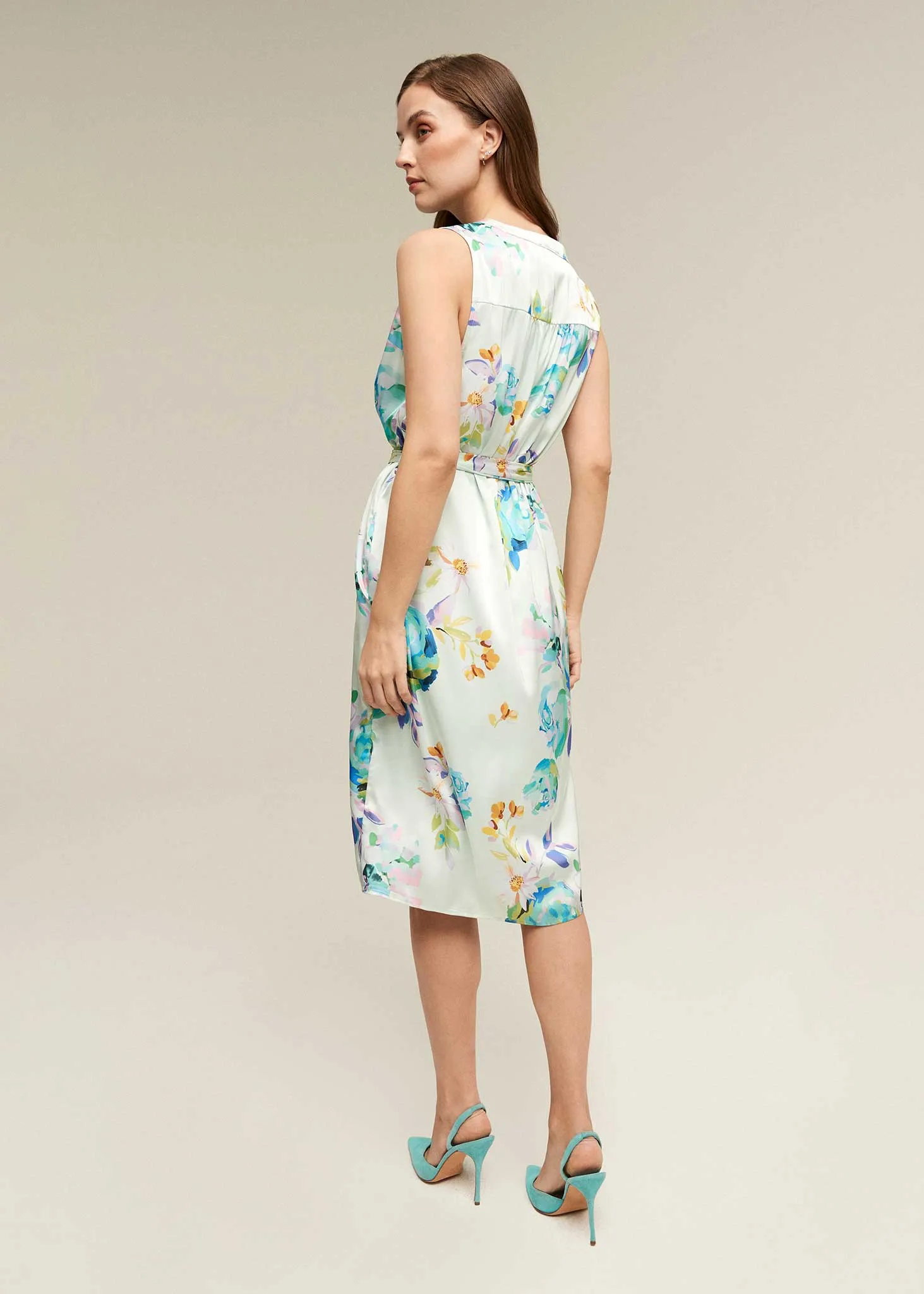 Split Neck Satin Dress