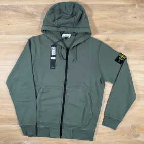 Stone Island Garment Dyed Zip Hoodie in Musk Green