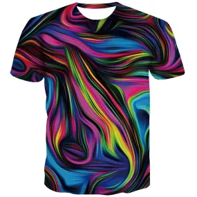 Stripe T shirts Men Rainbow Shirt Print Graphic T-shirts Graphic Lines Tshirts Casual Colorful Tshirt Anime Short Sleeve Fashion