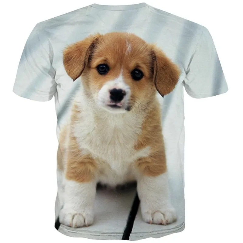 t shirt dog t shirt 3D Puppy Cute animal Cool big Smart dogs men's art costume