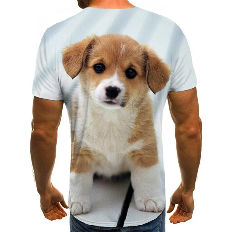 t shirt dog t shirt 3D Puppy Cute animal Cool big Smart dogs men's art costume
