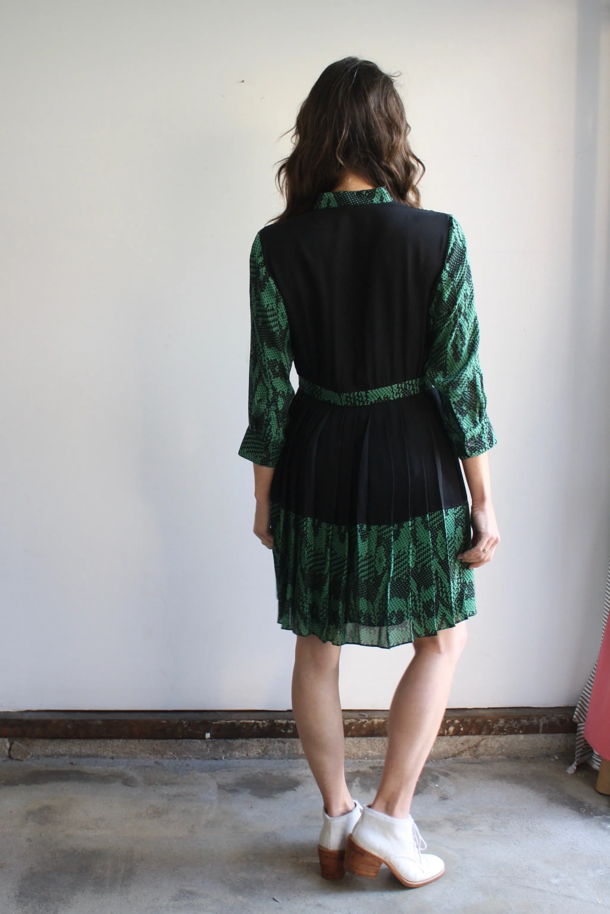 Thomas Sires Pleated Silk Dress