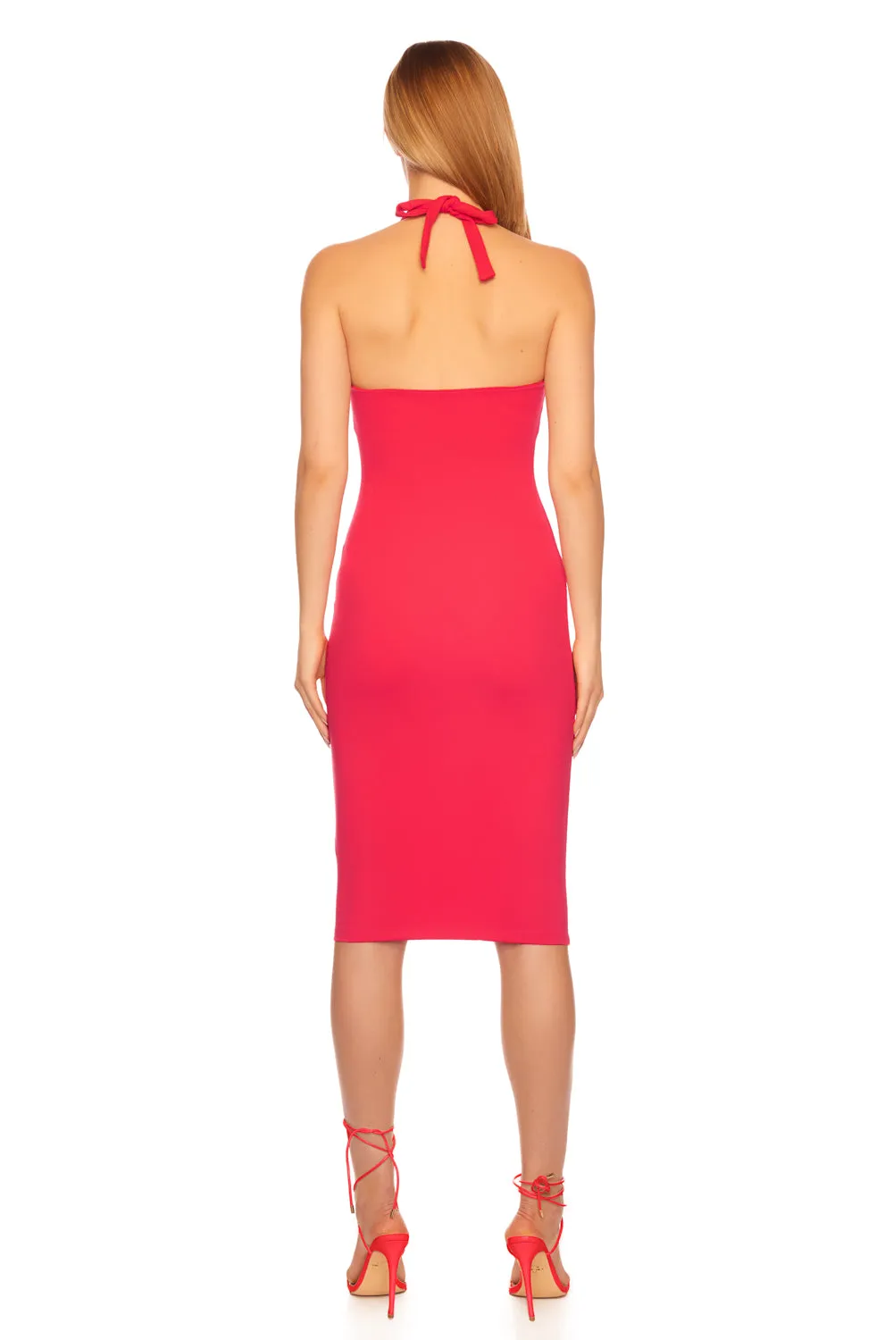 tie halter midi dress