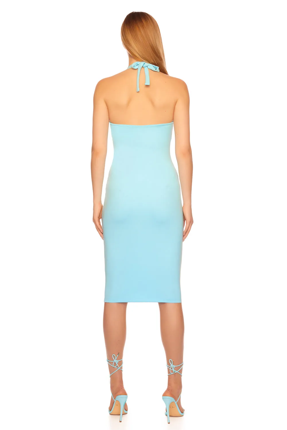 tie halter midi dress