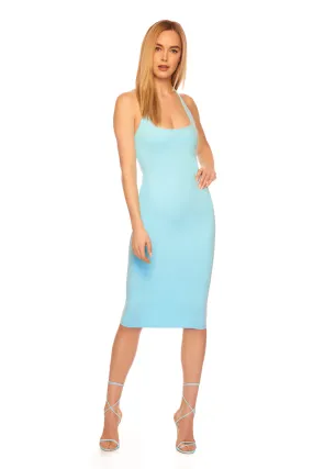 tie halter midi dress