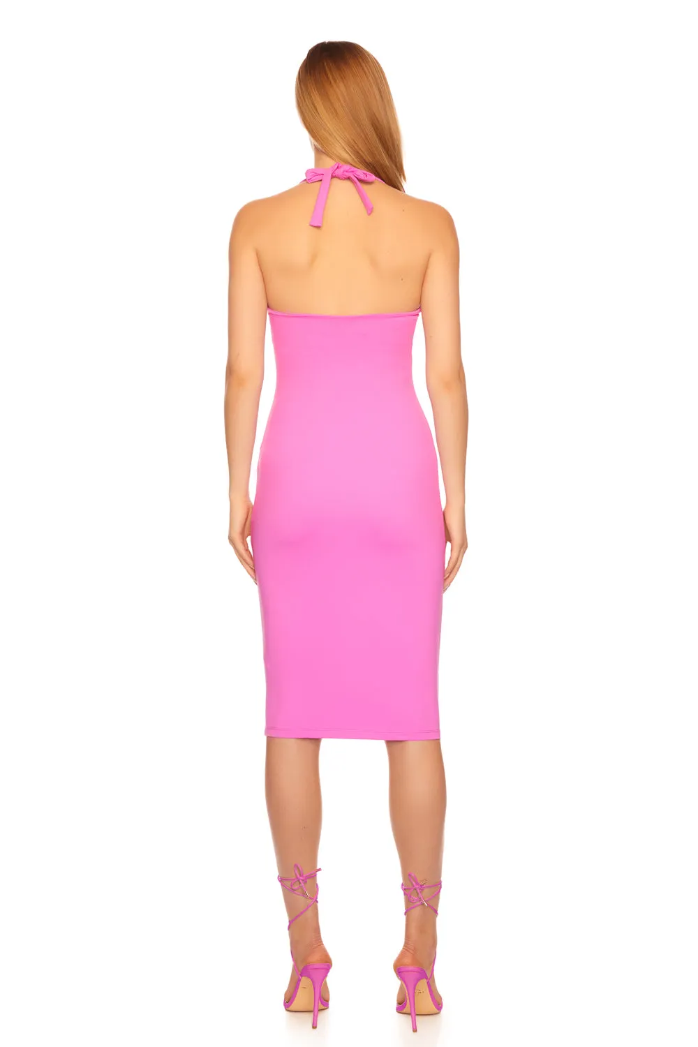 tie halter midi dress