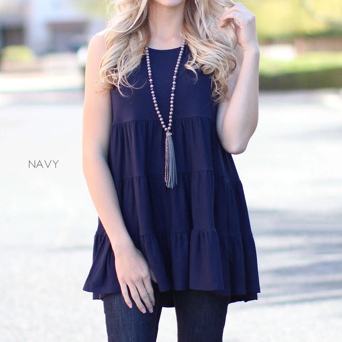 Tiered Sleeveless Tunic | S-XL