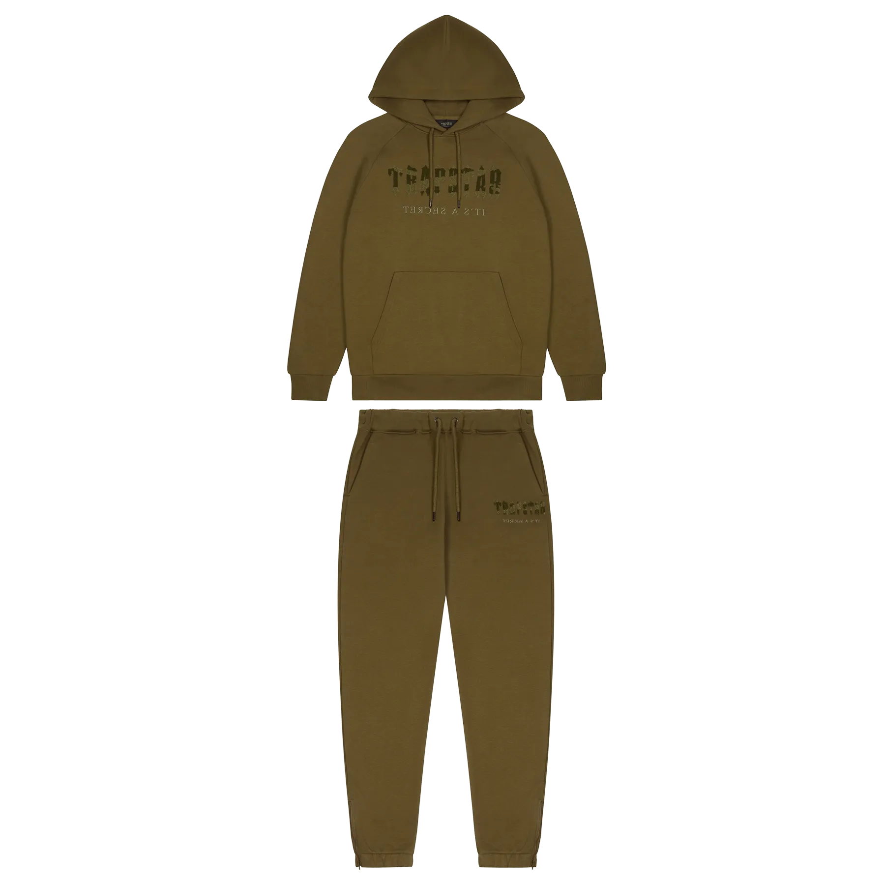 Trapstar Chenille Decoded Hooded Tracksuit-Olive Camo Military Edition