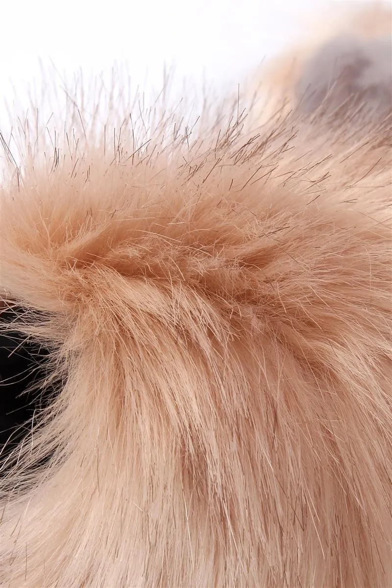 Two Tone Long Faux Fur Collar - Light Pink