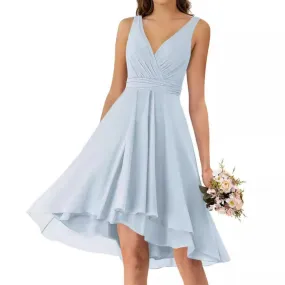 V-neck Sleeveless Chiffon Patchwork Dress