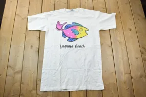Vintage 1990s Laguna Beach Neon Fish Tropical Threads Souvenir T-Shirt